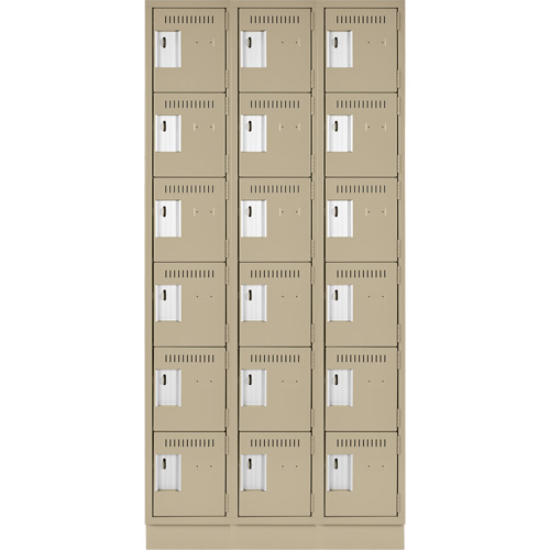 Clean Line Lockerette, 6 -tier, Bank of 3, 36" x 18" x 76", Steel, Beige, Rivet (Assembled) Distribution Jean Lapalme