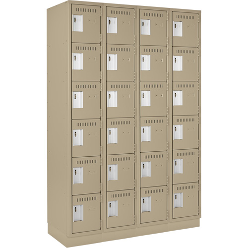 Clean Line Lockerette, 6 -tier, Bank of 4, 48" x 18" x 76", Steel, Beige, Rivet (Assembled) Distribution Jean Lapalme