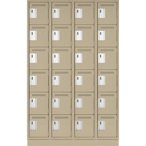 Clean Line Lockerette, 6 -tier, Bank of 4, 48" x 18" x 76", Steel, Beige, Rivet (Assembled) Distribution Jean Lapalme