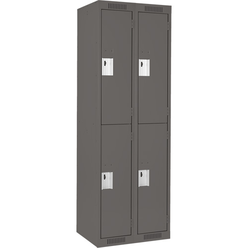 Clean Line Lockers, 2 -tier, Bank of 2, 24" x 18" x 72", Steel, Charcoal, Rivet (Assembled) Distribution Jean Lapalme