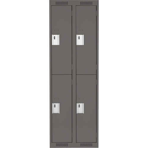 Clean Line Lockers, 2 -tier, Bank of 2, 24" x 18" x 72", Steel, Charcoal, Rivet (Assembled) Distribution Jean Lapalme