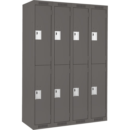 Clean Line Lockers, 2 -tier, Bank of 4, 48" x 18" x 72", Steel, Charcoal, Rivet (Assembled) Distribution Jean Lapalme
