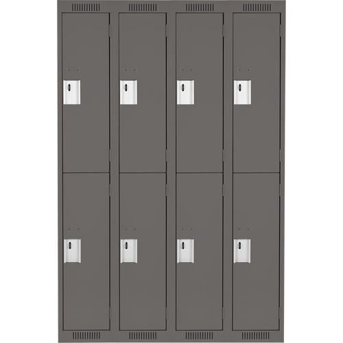 Clean Line Lockers, 2 -tier, Bank of 4, 48" x 18" x 72", Steel, Charcoal, Rivet (Assembled) Distribution Jean Lapalme