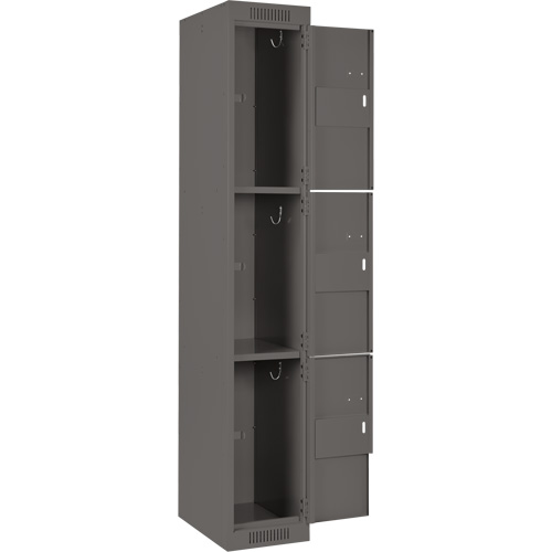 Clean Line Lockers, 3 -tier, Bank of 4, 48" x 18" x 72", Steel, Charcoal, Rivet (Assembled) Distribution Jean Lapalme