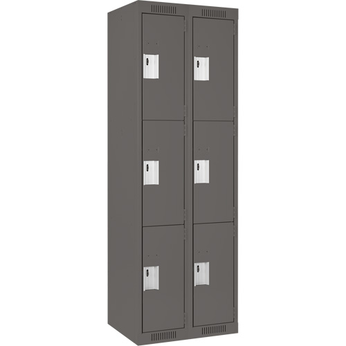 Clean Line Lockers, 3 -tier, Bank of 2, 24" x 18" x 72", Steel, Charcoal, Rivet (Assembled) Distribution Jean Lapalme