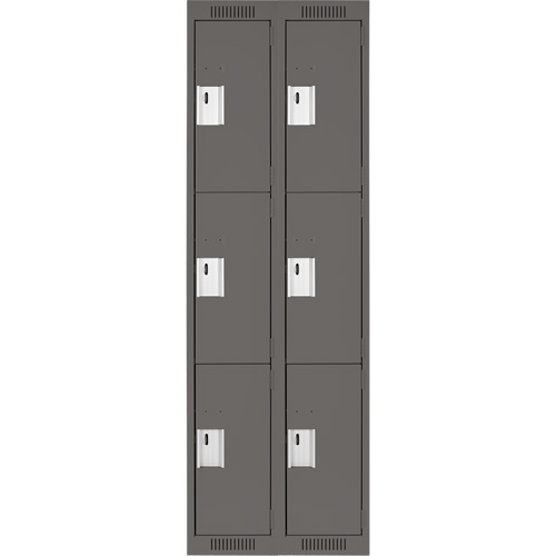 Clean Line Lockers, 3 -tier, Bank of 2, 24" x 18" x 72", Steel, Charcoal, Rivet (Assembled) Distribution Jean Lapalme