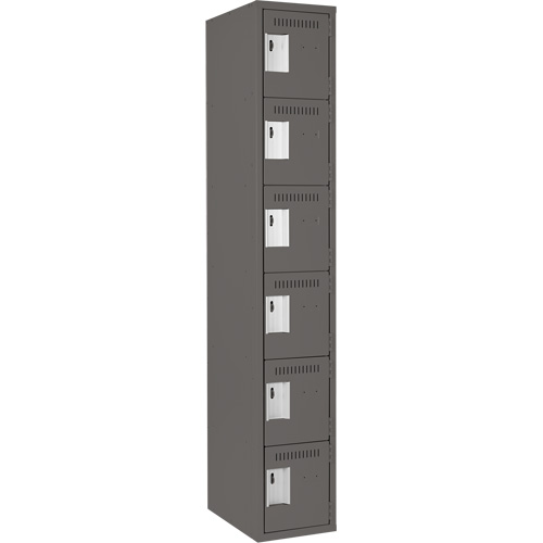 Clean Line Lockerette, 6 -tier, 12" x 18" x 72", Steel, Charcoal, Rivet (Assembled) Distribution Jean Lapalme