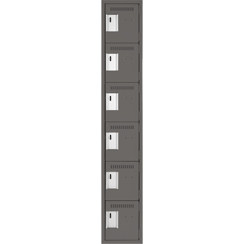 Clean Line Lockerette, 6 -tier, 12" x 18" x 72", Steel, Charcoal, Rivet (Assembled) Distribution Jean Lapalme