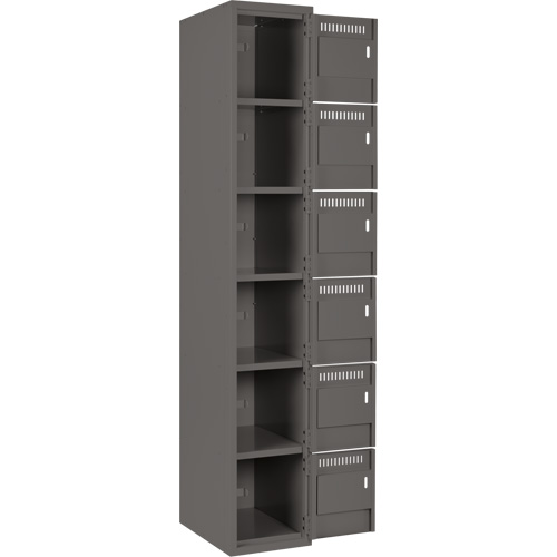 Clean Line Lockerette, 6 -tier, Bank of 4, 48" x 18" x 72", Steel, Charcoal, Rivet (Assembled) Distribution Jean Lapalme
