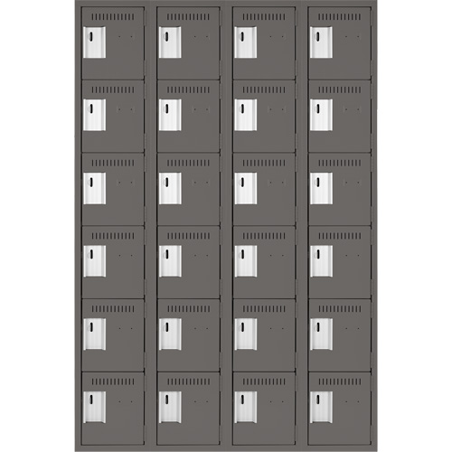 Clean Line Lockerette, 6 -tier, Bank of 4, 48" x 18" x 72", Steel, Charcoal, Rivet (Assembled) Distribution Jean Lapalme