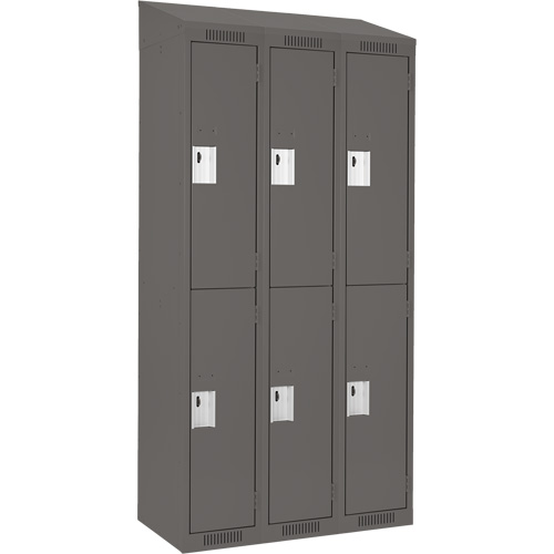 Clean Line Lockers, 2 -tier, Bank of 3, 36" x 18" x 78", Steel, Charcoal, Rivet (Assembled) Distribution Jean Lapalme