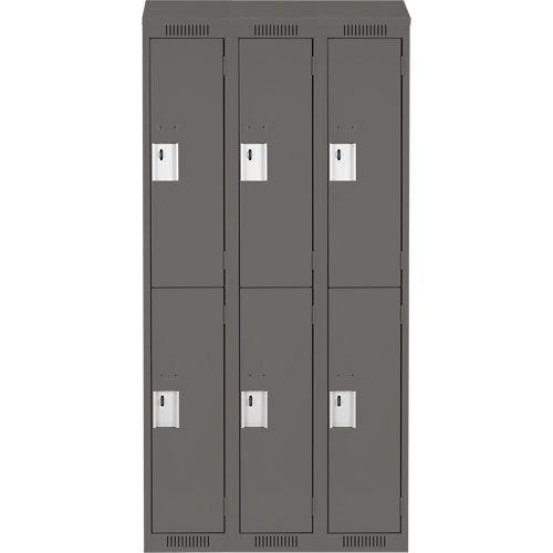 Clean Line Lockers, 2 -tier, Bank of 3, 36" x 18" x 78", Steel, Charcoal, Rivet (Assembled) Distribution Jean Lapalme