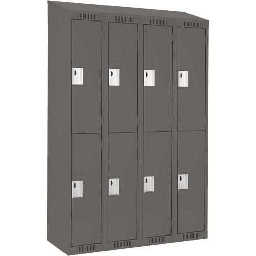 Clean Line Lockers, 2 -tier, Bank of 4, 48" x 18" x 78", Steel, Charcoal, Rivet (Assembled) Distribution Jean Lapalme