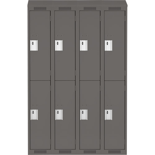 Clean Line Lockers, 2 -tier, Bank of 4, 48" x 18" x 78", Steel, Charcoal, Rivet (Assembled) Distribution Jean Lapalme