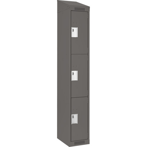 Clean Line Lockers, 3 -tier, 12" x 18" x 78", Steel, Charcoal, Rivet (Assembled) Distribution Jean Lapalme