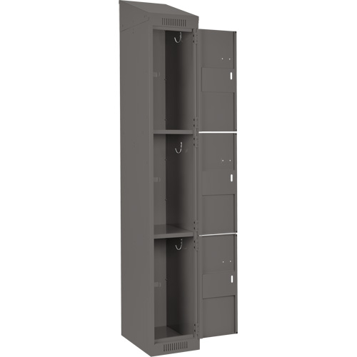 Clean Line Lockers, 3 -tier, Bank of 4, 48" x 18" x 78", Steel, Charcoal, Rivet (Assembled) Distribution Jean Lapalme