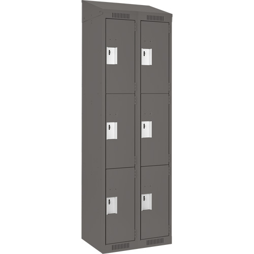 Clean Line Lockers, 3 -tier, Bank of 2, 24" x 18" x 78", Steel, Charcoal, Rivet (Assembled) Distribution Jean Lapalme