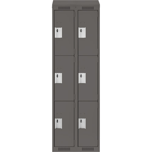 Clean Line Lockers, 3 -tier, Bank of 2, 24" x 18" x 78", Steel, Charcoal, Rivet (Assembled) Distribution Jean Lapalme