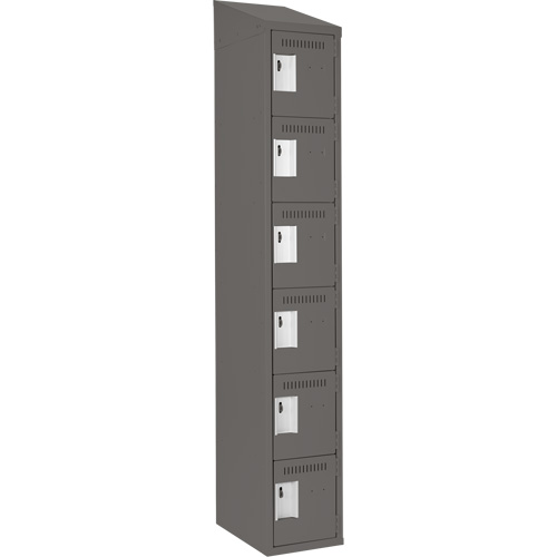 Clean Line Lockerette, 6 -tier, 12" x 18" x 78", Steel, Charcoal, Rivet (Assembled) Distribution Jean Lapalme