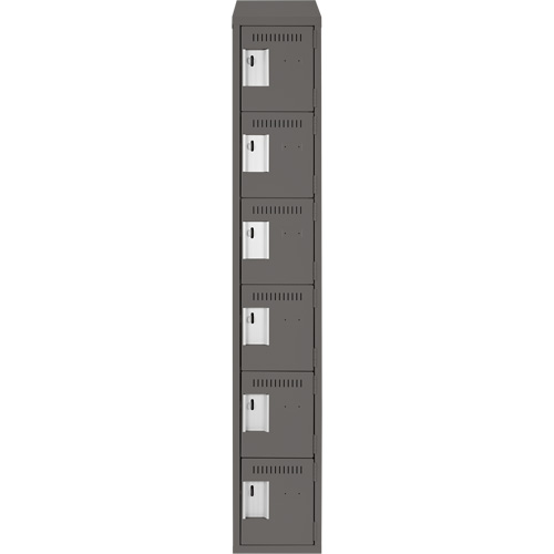 Clean Line Lockerette, 6 -tier, 12" x 18" x 78", Steel, Charcoal, Rivet (Assembled) Distribution Jean Lapalme
