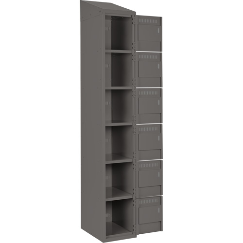 Clean Line Lockerette, 6 -tier, Bank of 3, 36" x 18" x 78", Steel, Charcoal, Rivet (Assembled) Distribution Jean Lapalme