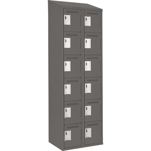 Clean Line Lockerette, 6 -tier, Bank of 2, 24" x 18" x 78", Steel, Charcoal, Rivet (Assembled) Distribution Jean Lapalme