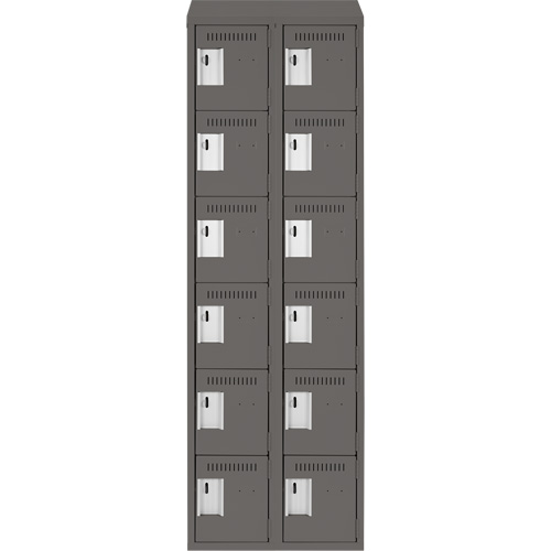 Clean Line Lockerette, 6 -tier, Bank of 2, 24" x 18" x 78", Steel, Charcoal, Rivet (Assembled) Distribution Jean Lapalme