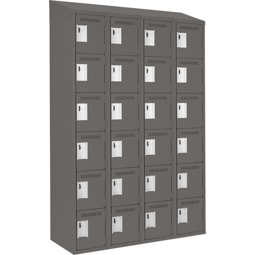 Clean Line Lockerette, 6 -tier, Bank of 4, 48" x 18" x 78", Steel, Charcoal, Rivet (Assembled) Distribution Jean Lapalme
