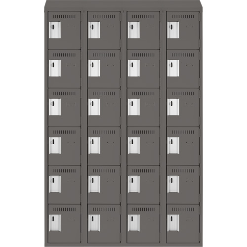 Clean Line Lockerette, 6 -tier, Bank of 4, 48" x 18" x 78", Steel, Charcoal, Rivet (Assembled) Distribution Jean Lapalme