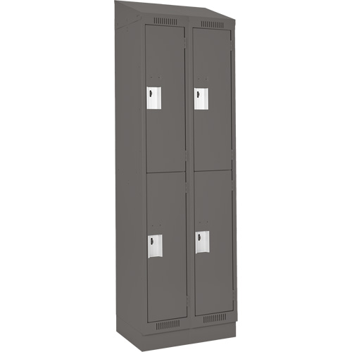 Clean Line Lockers, 2 -tier, Bank of 2, 24" x 18" x 82", Steel, Charcoal, Rivet (Assembled) Distribution Jean Lapalme