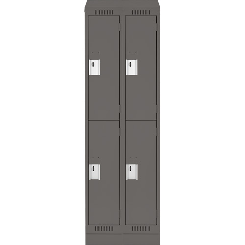 Clean Line Lockers, 2 -tier, Bank of 2, 24" x 18" x 82", Steel, Charcoal, Rivet (Assembled) Distribution Jean Lapalme