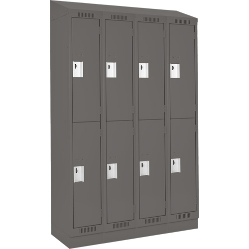 Clean Line Lockers, 2 -tier, Bank of 4, 48" x 18" x 82", Steel, Charcoal, Rivet (Assembled) Distribution Jean Lapalme