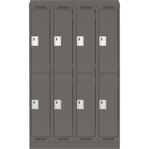 Clean Line Lockers, 2 -tier, Bank of 4, 48" x 18" x 82", Steel, Charcoal, Rivet (Assembled) Distribution Jean Lapalme