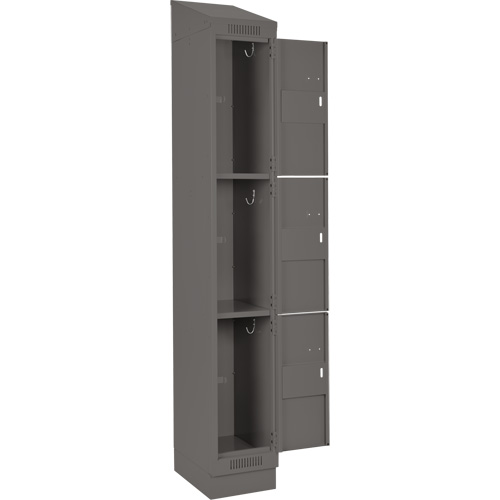 Clean Line Lockers, 3 -tier, Bank of 4, 48" x 18" x 82", Steel, Charcoal, Rivet (Assembled) Distribution Jean Lapalme