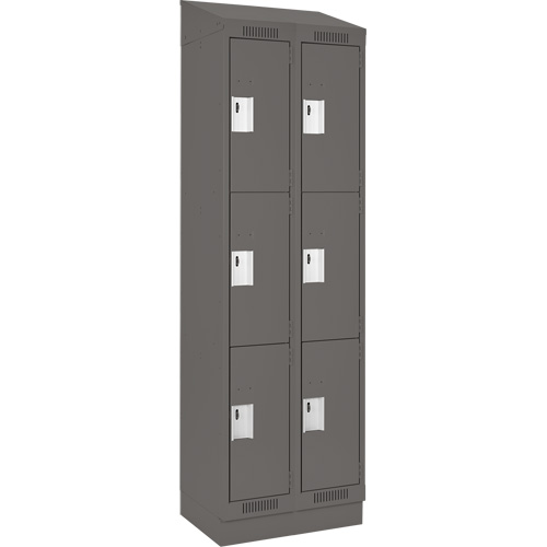 Clean Line Lockers, 3 -tier, Bank of 2, 24" x 18" x 82", Steel, Charcoal, Rivet (Assembled) Distribution Jean Lapalme