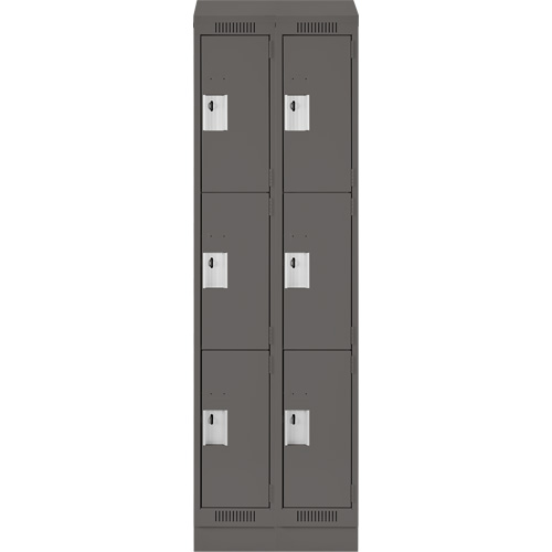 Clean Line Lockers, 3 -tier, Bank of 2, 24" x 18" x 82", Steel, Charcoal, Rivet (Assembled) Distribution Jean Lapalme