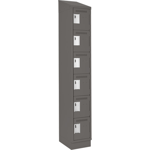 Clean Line Lockerette, 6 -tier, 12" x 18" x 82", Steel, Charcoal, Rivet (Assembled) Distribution Jean Lapalme