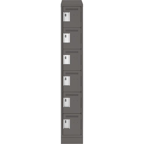 Clean Line Lockerette, 6 -tier, 12" x 18" x 82", Steel, Charcoal, Rivet (Assembled) Distribution Jean Lapalme