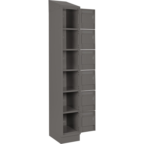 Clean Line Lockerette, 6 -tier, Bank of 4, 48" x 18" x 82", Steel, Charcoal, Rivet (Assembled) Distribution Jean Lapalme