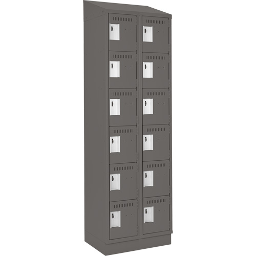 Clean Line Lockerette, 6 -tier, Bank of 2, 24" x 18" x 82", Steel, Charcoal, Rivet (Assembled) Distribution Jean Lapalme