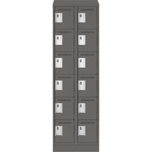 Clean Line Lockerette, 6 -tier, Bank of 2, 24" x 18" x 82", Steel, Charcoal, Rivet (Assembled) Distribution Jean Lapalme