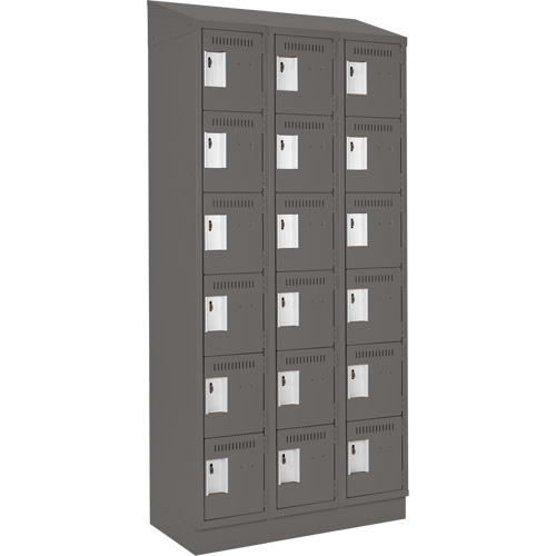 Clean Line Lockerette, 6 -tier, Bank of 3, 36" x 18" x 82", Steel, Charcoal, Rivet (Assembled) Distribution Jean Lapalme