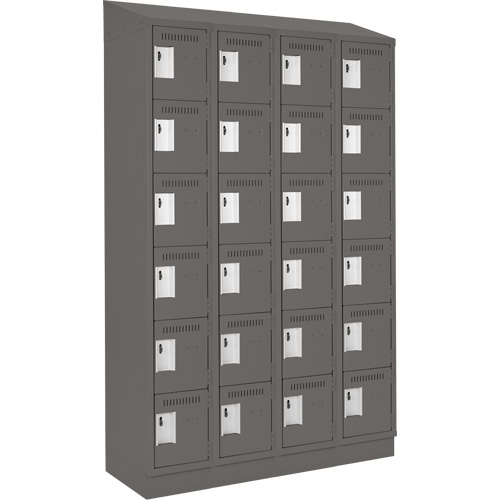 Clean Line Lockerette, 6 -tier, Bank of 4, 48" x 18" x 82", Steel, Charcoal, Rivet (Assembled) Distribution Jean Lapalme