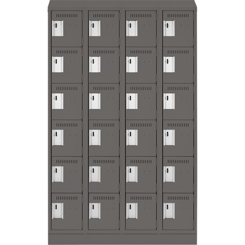Clean Line Lockerette, 6 -tier, Bank of 4, 48" x 18" x 82", Steel, Charcoal, Rivet (Assembled) Distribution Jean Lapalme