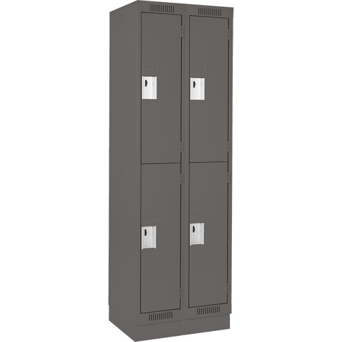 Clean Line Lockers, 2 -tier, Bank of 2, 24" x 18" x 76", Steel, Charcoal, Rivet (Assembled) Distribution Jean Lapalme