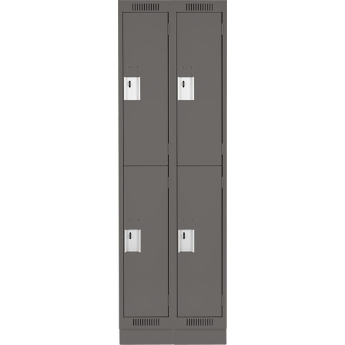Clean Line Lockers, 2 -tier, Bank of 2, 24" x 18" x 76", Steel, Charcoal, Rivet (Assembled) Distribution Jean Lapalme