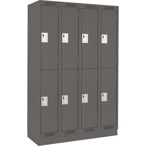 Clean Line Lockers, 2 -tier, Bank of 4, 48" x 18" x 76", Steel, Charcoal, Rivet (Assembled) Distribution Jean Lapalme