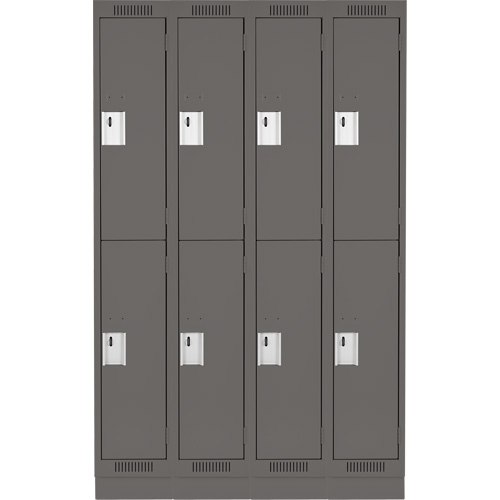 Clean Line Lockers, 2 -tier, Bank of 4, 48" x 18" x 76", Steel, Charcoal, Rivet (Assembled) Distribution Jean Lapalme