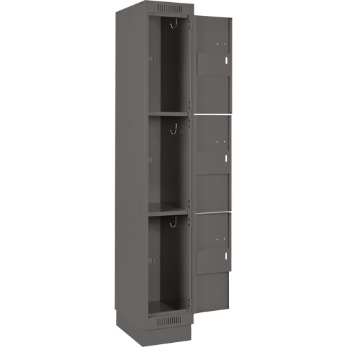 Clean Line Lockers, 3 -tier, Bank of 4, 48" x 18" x 76", Steel, Charcoal, Rivet (Assembled) Distribution Jean Lapalme