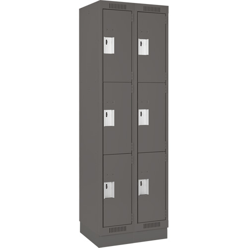 Clean Line Lockers, 3 -tier, Bank of 2, 24" x 18" x 76", Steel, Charcoal, Rivet (Assembled) Distribution Jean Lapalme
